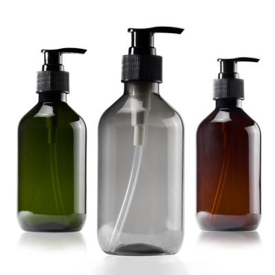 China 500ml Personal Care PET Liquid Soap Bottle Brown Bathroom Shower Gel Bottle Refillable Shampoo Conditioner Lotion Press Dispenser for sale