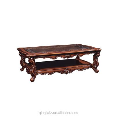 China Solid Wood Luxury Antique European Style Carved Coffee Solid Wood Tea Table for sale