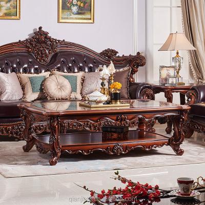 China Living room coffee table Italian solid wood ornate square wooden tea table for sale