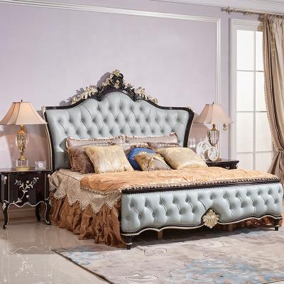 China 2020 Elegant New Next Bedroom Furniture India Blue Leather Solid Wood Wooden Bed for sale