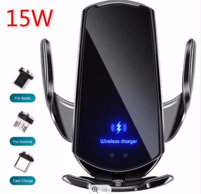 China Qi Sensor 15W Smart Car Airvent Wireless Charger For Phone Holder Mount Car Charger Fast Wireless Universal Charging All Phones for sale