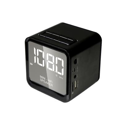 China P9 Wireless Speaker Mini LED Mirror BT Wake Up Speaker Portable Music Player Subwoofer Wireless Wireless Desktop Clock for sale