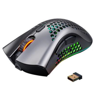 China 3D A3 Lightweight Rechargeable Honeycomb 2.4GHz Wireless Mouse 1600 DPI 7 USB Buttons RGB Gaming Wireless Mouse for sale