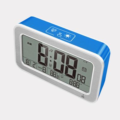 China Sizes Large LCD Display Table Alarm Clock Digital Light LCD Clock Thermometer for sale