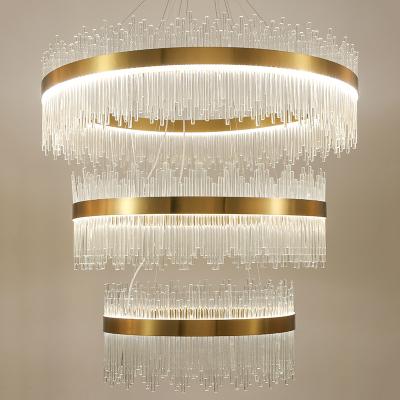 China Large Modern Luxury Decoration Modern Led Ring Crystal Lamp Hanging Ceiling Lighting Pendant Chandelier for sale