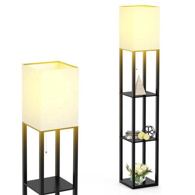 China The modern modern white LED shelf floor lamp with lampshade and LED bulb display stand floor lamps for bedroom and living room office for sale