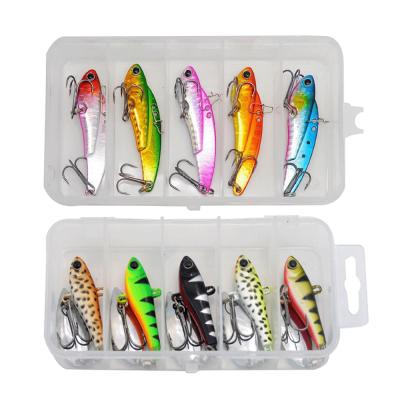 China Lead Japanese vib 5PC Vibration Fishing Lures Hard Bait Combo Lure Box Spinner Fishing Lure Metal Spoon Blade Lure Box Fishing for sale