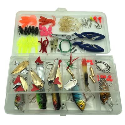 China ABS 85 Pcs Fishing Lures Baits Tackle Including Crankbaits Spinnerbaits Plastic Worms Baits Topwater Lures Tackle Box Kit Set for sale