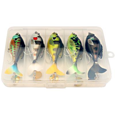 China ABS 5pcs/box pencil fishing lure with propeller topwater surface fishing lures set box combo plastic fishing lures hard bait for sale