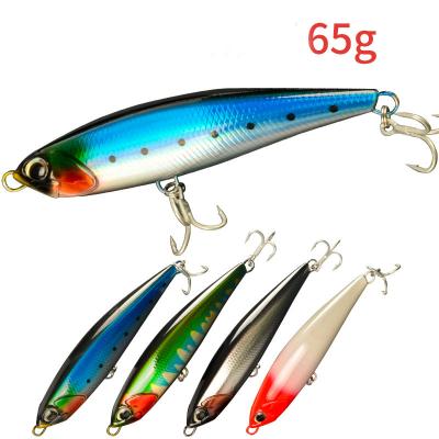 China ABS Amazon Hot Sell 65g/16cm Long Pencil Bait Tank Pond Bait Topwater Walk-the-Dog Casting Action for sale