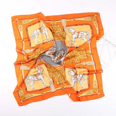 China Custom Printing Satin Square Bandanas Logo Lady Brand Wrap 70*70cm Wholesale Soft Feeling Luxury Silk Scarves For Women Silk for sale