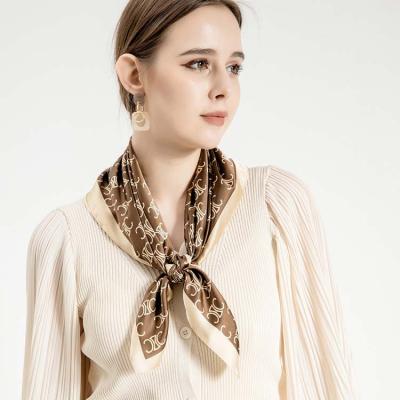 China Fashion Scarves Luxury Designer Logo Multicolor Digital Custom Print Silk Soft Smooth Feeling Square Silk Scarf for sale