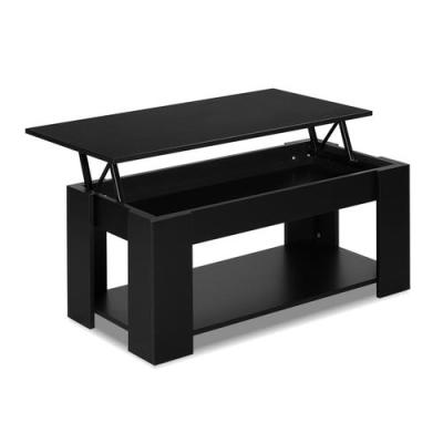 China Traditional Huaye Lift Top Coffee Table Storage Shelf Black for sale