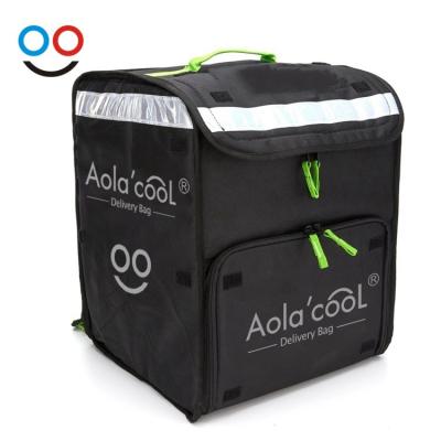 China Waterproof Aolacool Black Bike Food Delivery Bag Large Pizza Bag Insulated Thermal Food Delivery Bag Backpack for sale