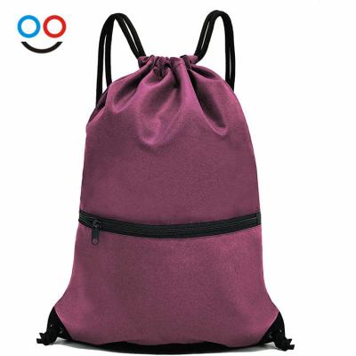 China Waterproof Factory Wholesale Water-Resistant Lightweight Sports Gym Men Women Drawstring Backpack With Zipper Pockets for sale