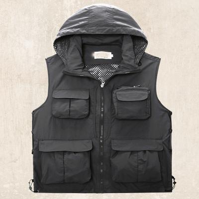 China New Fashion Street QUICK DRY Men Invest Hoodie Outdoor Casual Multi Pocket Vest Jacket For Women Summer Tactical Vest Field Jacket for sale