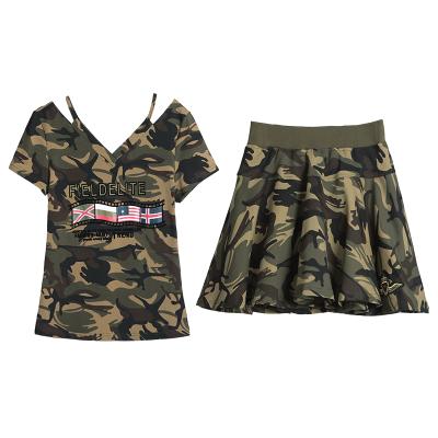 China Large size two-piece sets of cotton shirt skirt anti-pilling camouflage short skirt suit women summer clothing new fashion casual sports for sale