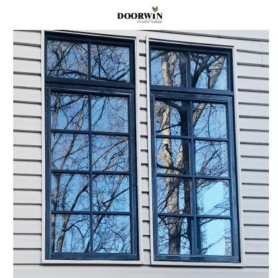 China American Design Wooden Crank Window Grill Swing Open Exterior Arched Top Window for sale