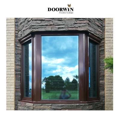 China Swing Best Selling Good Price Aluminum Bay Corner Fixed Textured Low-E Heat Insulation Double Arc Window for sale