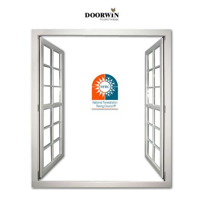 China Doorwin Custom Wooden French Casement Swing Windows and Doors with Decorative Grille Designs for sale