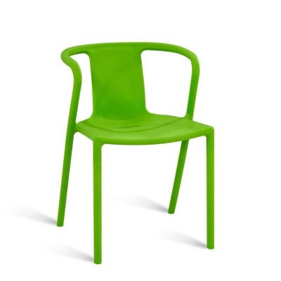 China Affordable Contemporary Ergonomic Stackable Design Green Plastic Armrest Outdoor Chair for sale