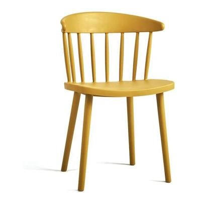 China Affordable Modern Yellow Plastic Restaurant Dining Chair With Plastic Leg for sale