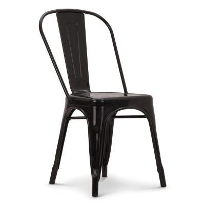 China Affordable Metal Cooper Stackable Metal Bistro Cafe Dining Chair With Backrest for sale