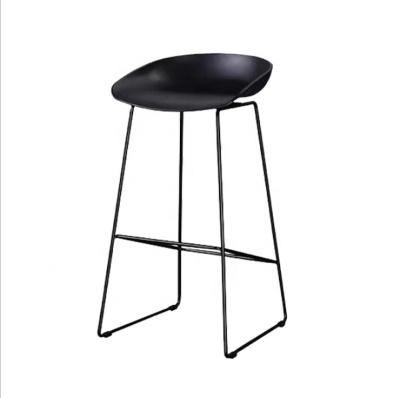 China Contemporary Nordic Design Counter Black Height Plastic Bar Stool With Metal Base for sale