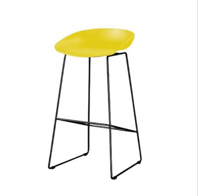 China Counter Design Contemporary Nordic Yellow Height Plastic Bar Stool With Metal Base for sale