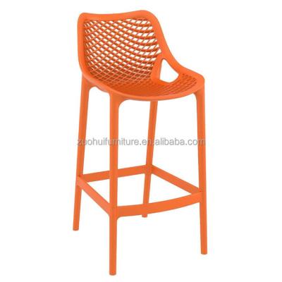 China Contemporary New Design Height Air Patio Orange Plastic Bar Stool Counter for sale