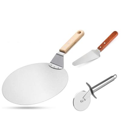 China Sustainable Stainless Steel Pizza Scraper Set Three Pieces Pizza Tools for sale