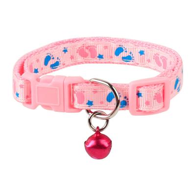 China Viable Bonded Colorful Polyester Cat Collar Cartoon Bell Cat Collar for sale