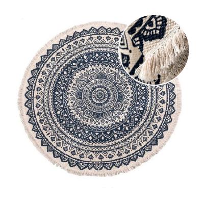 China Retro Cotton Minimalist Home Tassel Geometric Plain Around Foot Pad Floor Blankets Prayer Rug for sale