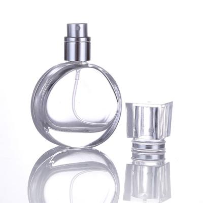 China Stain Supply 25ml Glass Bottle Perfume Bottle Cosmetic Transparent Round Perfume Bottle for sale