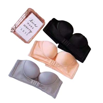 China New Hot QUICK DRY Seamless Strapless Solid Color Button Front Fit For Comfortable Gather Strapless Bra Without Steel Rim for sale