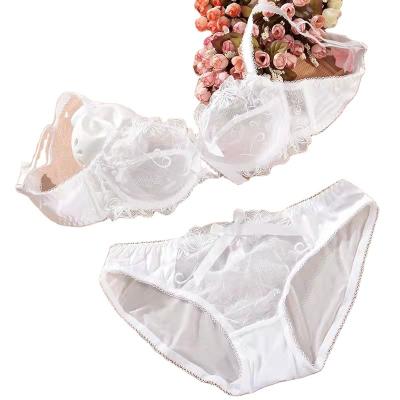 China QUICK DRY selling like hot ultra thin transparent large size fat millimeter lace embroidery bra gather suit female Europe and united underwear St for sale