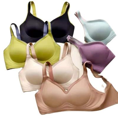 China QUICK DRY single bra muscle non-trace gradient latex jelly band underwear women underwire bra to gather auxiliary breast comfortable bra for sale