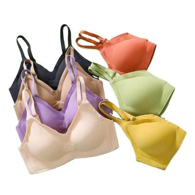 China QUICK DRY single bra muscle non-trace gradient latex jelly band underwear women underwire bra to gather auxiliary breast comfortable bra for sale