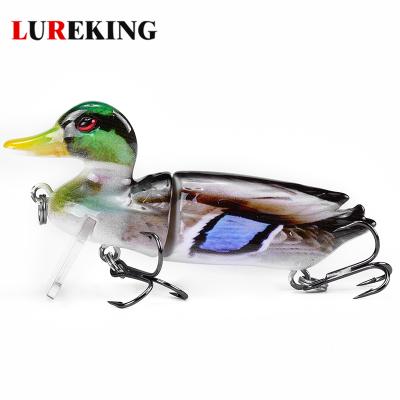 China New 2 Sections ABS Plastic Duck Fishing Lure Hard Plastic Artificial Realistic Duck Swimbait for sale