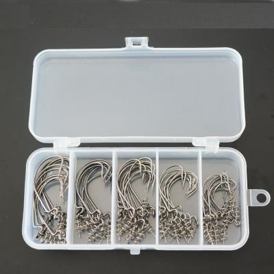 China Wholesale 50pcs/set Metal Fishing Hook With Lock Pin Set, Fishing Crank Hook Fishing Accessories Set 4# 2# 1# 1/0# 2/0# for sale