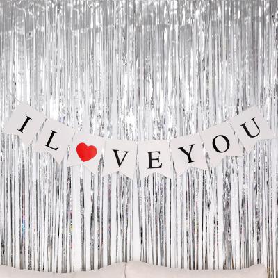 China Festival decoration wholesale hotsale letter I love you wedding decoration and confession banner pull flag wallpaper hanging for sale