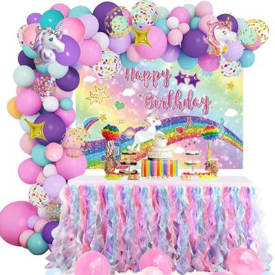 China Wholesale Eco-friendly Waterproof Unicorn Birthday Decorations Party Supplies Included Balloons Garland Arch Kit Birthday Backdrop Unicorn Balloons for sale