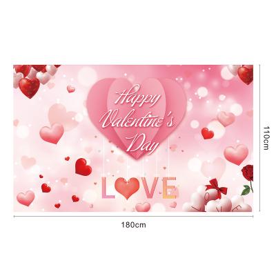 China Holiday Celebrate Valentine's Day Banner Various Themes Like Rose Cupid Arrow Popular Factory Price Of Wedding Party Household Wall Flag for sale