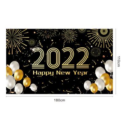 China 2022 Newest Happy New Year Festival 2022 Banner Outdoor Indoor Outdoor Hanging Banner Party Banner Wall Background For Party Home Decor for sale