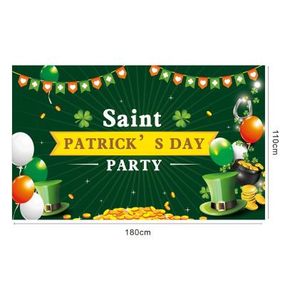 China Happy St Patrick's Day Happy St Patrick's Day Home Party Decoration Lucky Green Shamrocks Spring Rainbow Hat Gold Coin Pot Background Banner for Irish Holiday Party Decor for sale