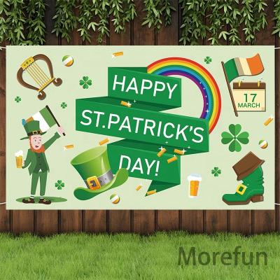 China Custom Happy St. Patrick's Day Lucky Green Shamrocks Welcome Spring Background Banner Decoration Party Home Factory for Irish Event Party Decor for sale