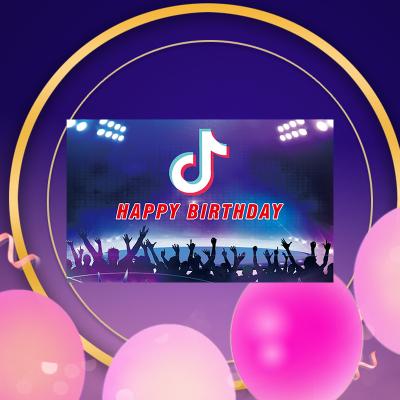 China Creative Hanging Banner Tik Tok Birthday Banner TikTok Theme Background Birthday Party Banner Birthday Party Decoration Music Note Banner for sale