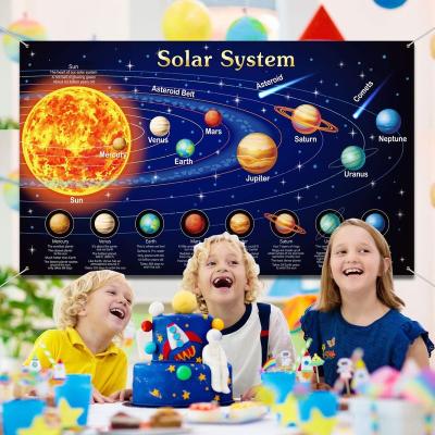 China Party Decoration Home Solar System Decorations Cloth Outer Space Poster Banner Space Theme Backdrop Background Great For Kids Boys Birthday Party for sale