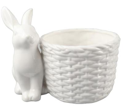 China Sustainable Ceramic Sculptural Rabbit Pot Rabbit Bowl for sale