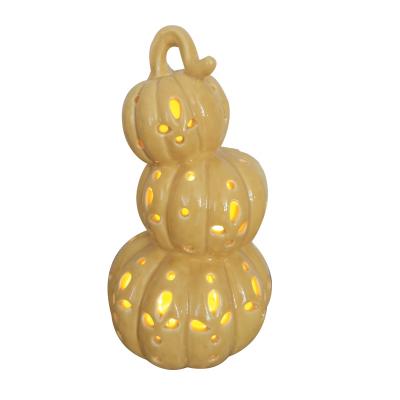 China American Amazon hotsale 3 pumpkins sheet ceramic lantern for Thanksgiving Day for sale